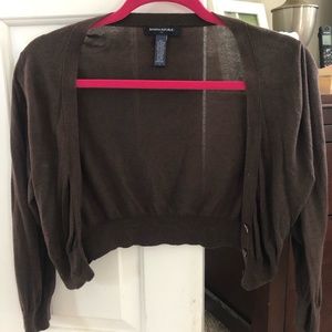 Banana Republic Cropped Cardigan Sweater (Size Large), Color: Dark Brown